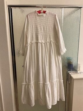 Smocked White Flowy Maxi Dress